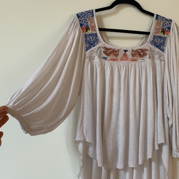 Free People Size M (US) Hand Embroidered Lace and Stretch Jersey Blouse - Picture 4 of 14